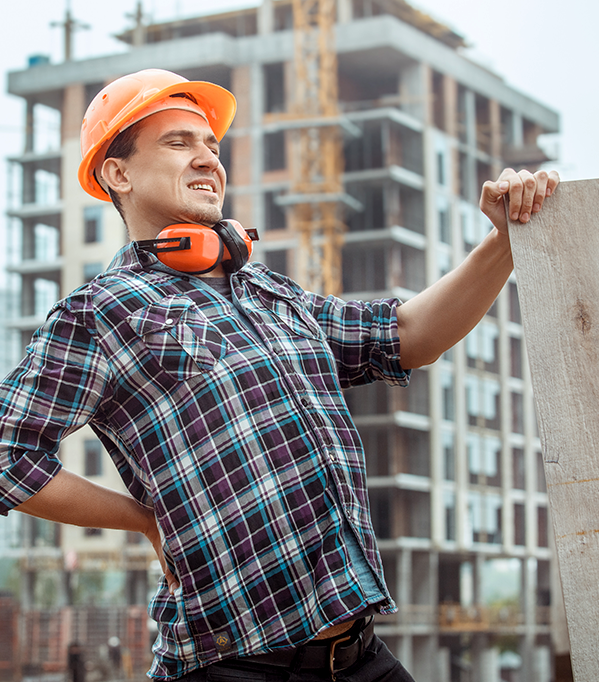 Construction worker with back pain